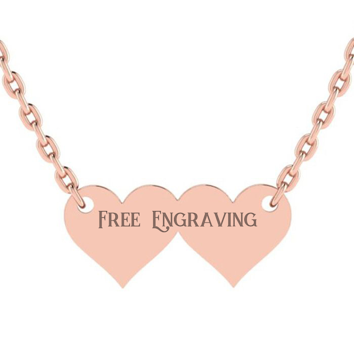 14K Rose Gold (1 gram) Over Sterling Silver Double Heart Initial Necklace w/ Free Custom Engraving, 18 Inches by SuperJeweler