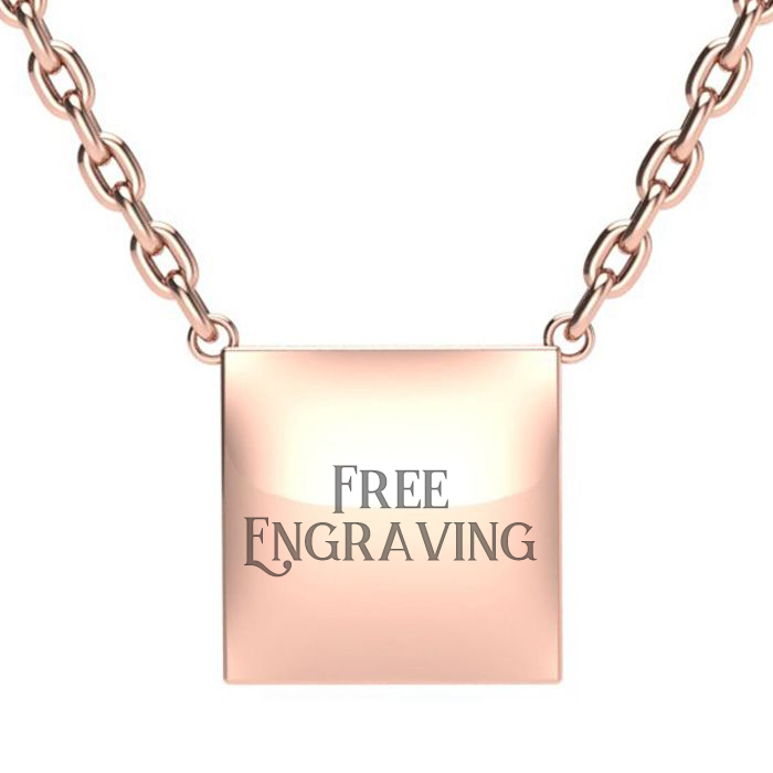 14K Rose Gold (1.5 g) Over Sterling Silver Square Initial Necklace w/ Free Custom Engraving, 18 Inches by SuperJeweler