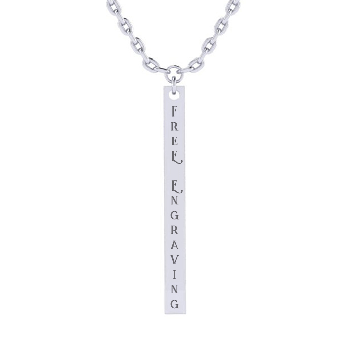 Sterling Silver Vertical Bar Necklace w/ Free Custom Engraving, 18 Inches by SuperJeweler