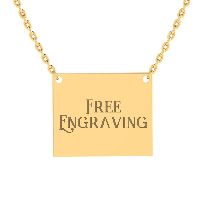 14K Yellow Gold (5 g) Over Sterling Silver Rectangular Necklace w/ Free Custom Engraving, 18 Inches by SuperJeweler