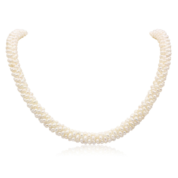 Freshwater Cultured Pearl Cluster Necklace w/ 925-Sterling Silver Clasp, 18 Inches by SuperJeweler