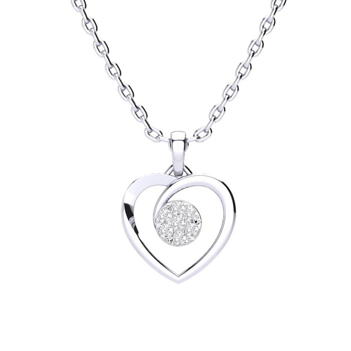 .10 Carat Diamond Heart Cluster Necklace in Sterling Silver, 18 Inches,  by SuperJeweler