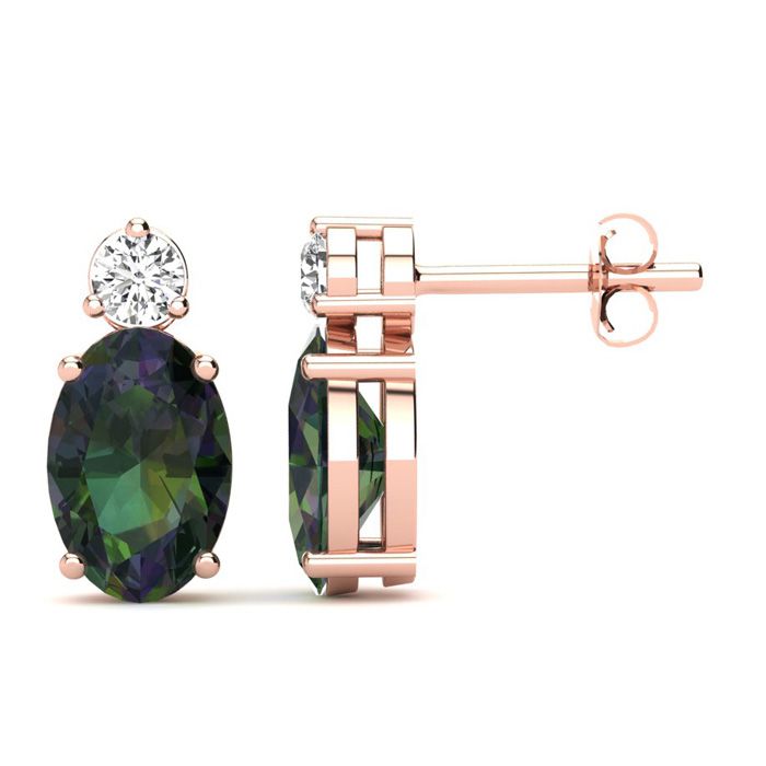 1 Carat Oval Mystic Topaz & Diamond Stud Earrings in 14K Rose Gold (1.90 g),  by SuperJeweler