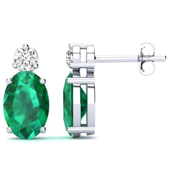 1 2/3 Carat Oval Emerald Cut & Diamond Stud Earrings in 14K White Gold (1.90 g),  by SuperJeweler