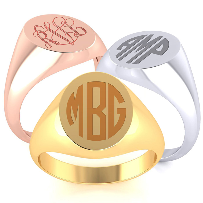 14K Gold (4.7 g) Men's Oval Signet Ring w/ Free Custom Engraving, Size 10 by SuperJeweler