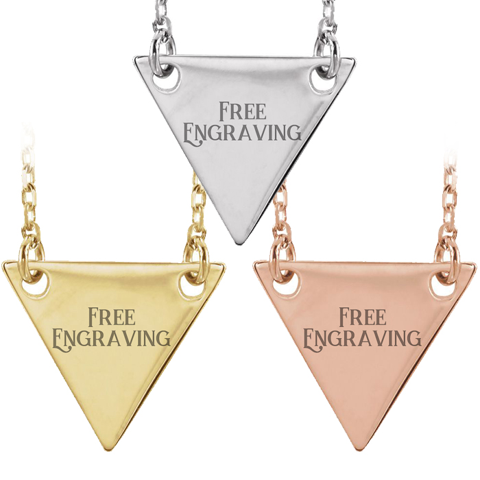 14K Gold (2 g) Triangle Necklace w/ Free Custom Engraving, 16 Inches by SuperJeweler