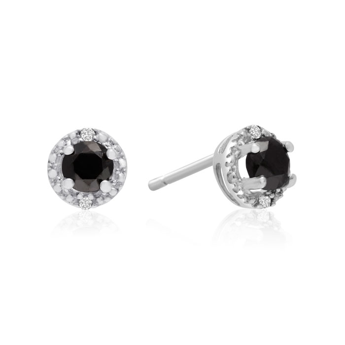 1/2 Carat Black & White Diamond Earrings, Sterling Silver by SuperJeweler