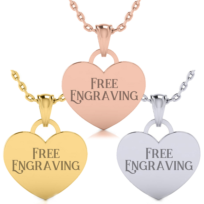 Sterling Silver Heart Tag Necklace w/ Free Custom Engraving Available in Silver, Yellow & Rose, 18 Inch Chain by SuperJeweler