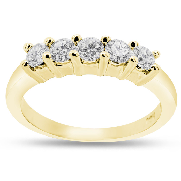 1/2 Carat Diamond Wedding Band In 14K Yellow Gold (2.3 G) (G-H, VS1-VS2) By SuperJeweler