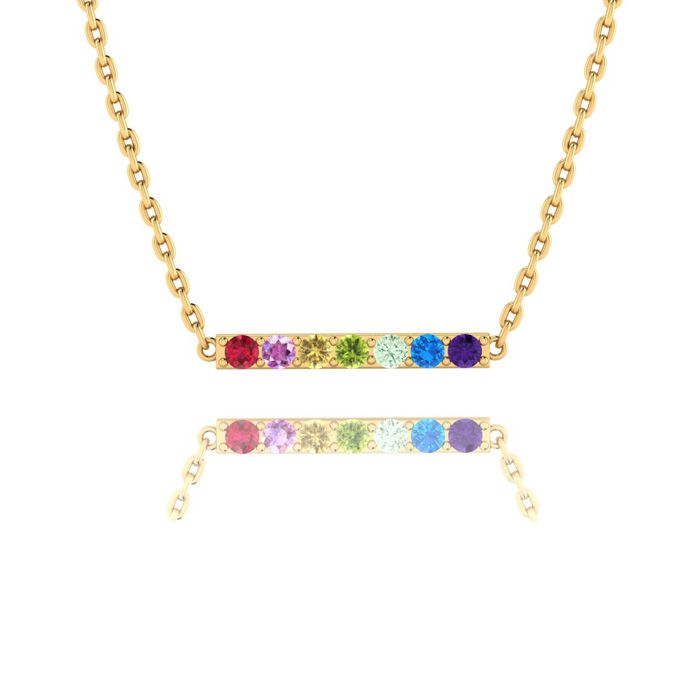 1/2 Carat Natural Gemstone Rainbow Bar Necklace in 14K Yellow Gold (2 g), 18 Inch Chain by SuperJeweler