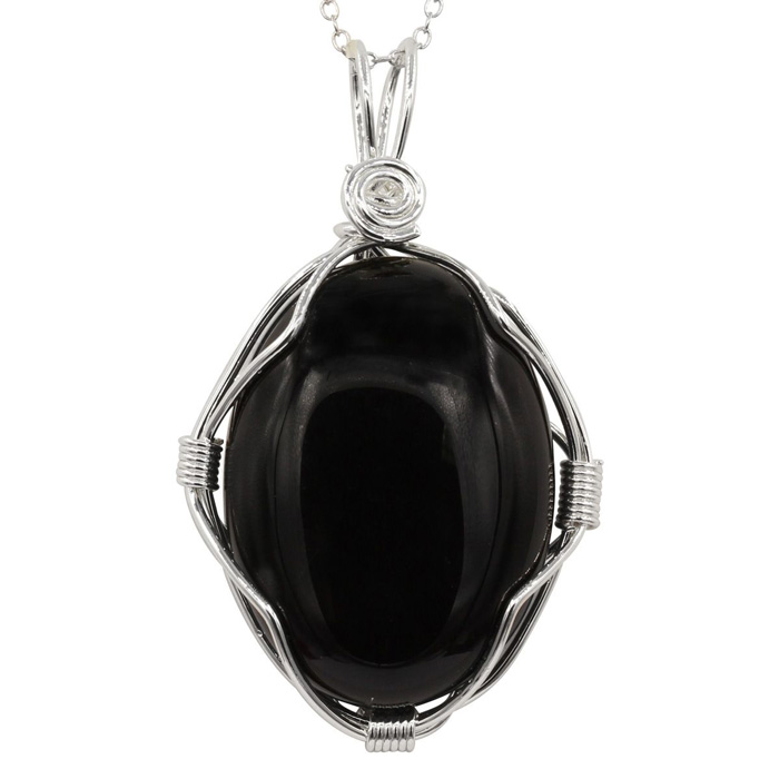 Sterling Silver Wire Wrapped Black Onyx Necklace, 18 Inches by SuperJeweler