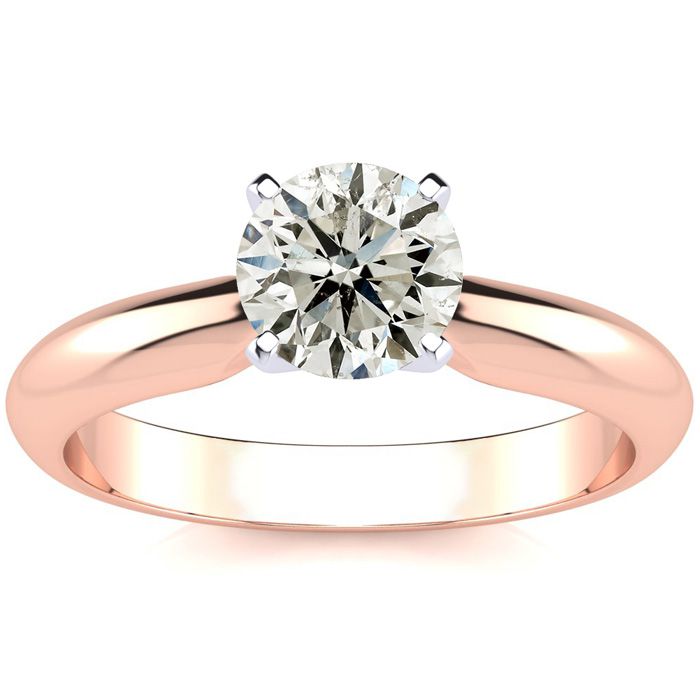 1 Carat Diamond Solitaire Engagement Ring in 14K Rose Gold (, I2 Clarity Enhanced), Size 4 by SuperJeweler