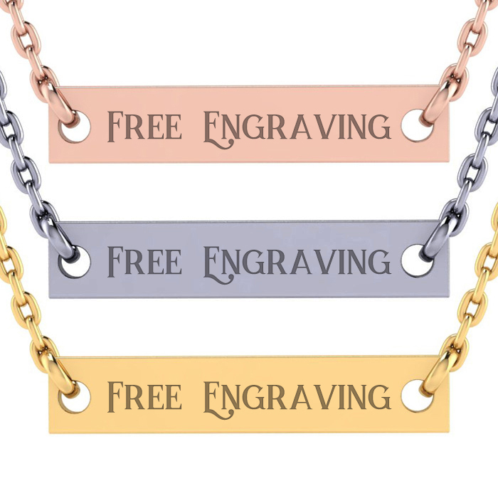 Bar Necklace w/ Free Custom Engraving, 17 Inches by SuperJeweler