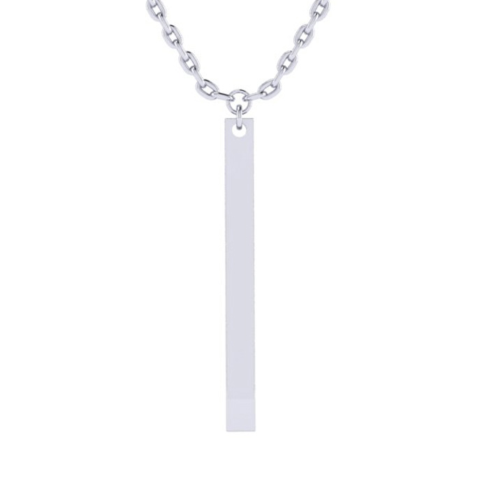 Sterling Silver Vertical Bar Necklace w/ Free Custom Engraving Available in Silver, Yellow & Rose, 18 Inch Chain by SuperJeweler