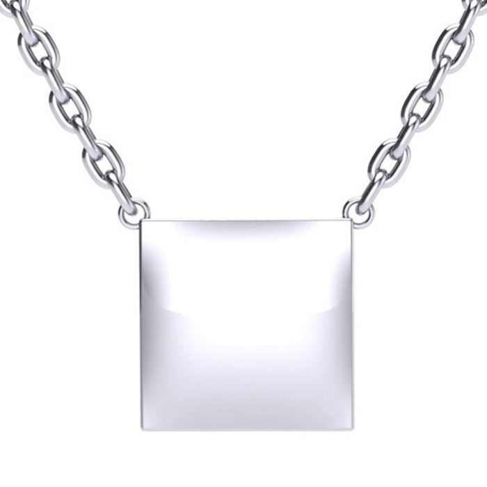 Sterling Silver Square Initial Necklace w/ Free Custom Engraving Available in Silver, Yellow & Rose, 18 Inch Chain by SuperJeweler