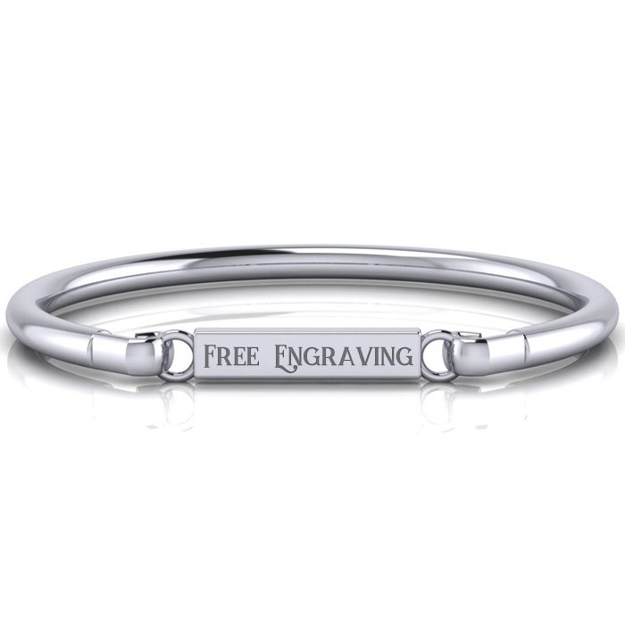 Ladies Bar ID Bangle Bracelet in Stainless Steel, w/ Free Custom Engraving, 7 Inch by SuperJeweler