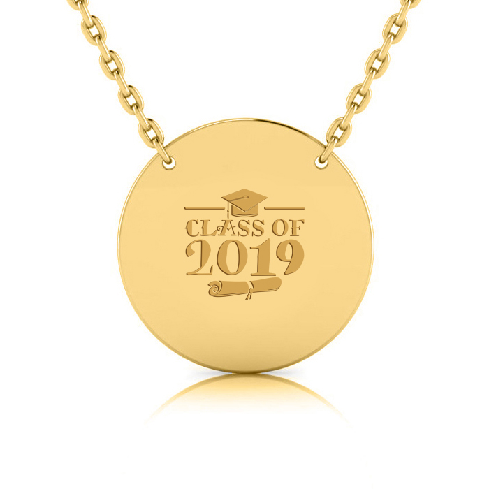 14K Yellow Gold (5.3 g) Over Sterling Silver Disc Necklace w/ Free Custom Engraving, 18 Inches by SuperJeweler