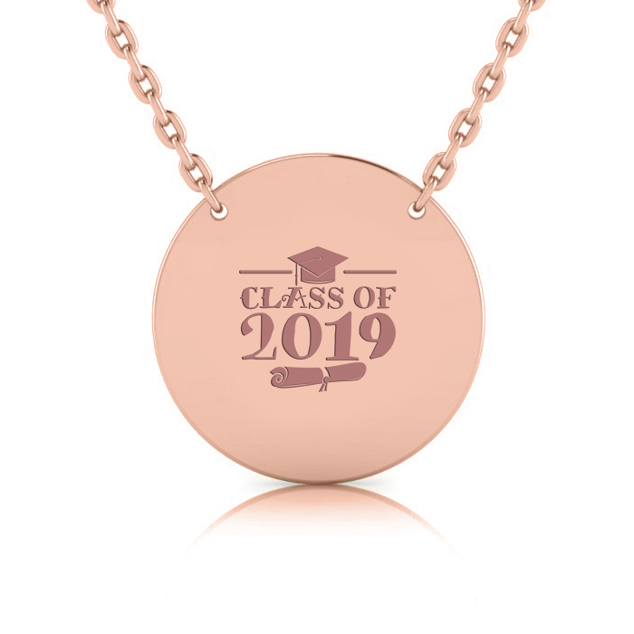 14K Rose Gold (5.3 g) Over Sterling Silver Disc Necklace w/ Free Custom Engraving, 18 Inches by SuperJeweler