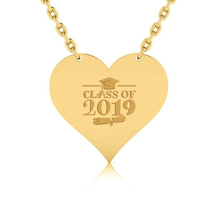 14K Yellow Gold (4.6 g) Over Sterling Silver Heart Necklace w/ Free Custom Engraving, 18 Inches by SuperJeweler