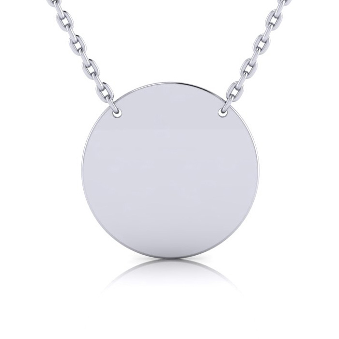 Sterling Silver Disc Necklace Free Graduation Image & Custom Engraving, Available in Silver, 18 Inch Chain by SuperJeweler