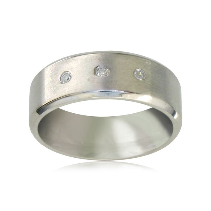 Titanium Wedding Band w/ 3 Nice Diamonds,  by SuperJeweler