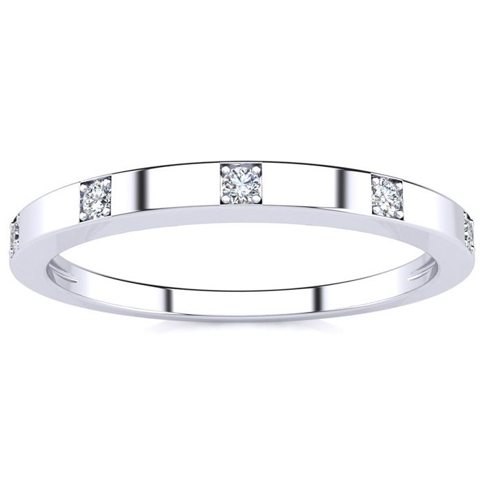 .05 Carat Five Diamond Wedding Band in White Gold (1.3 g), , Size 4 by SuperJeweler