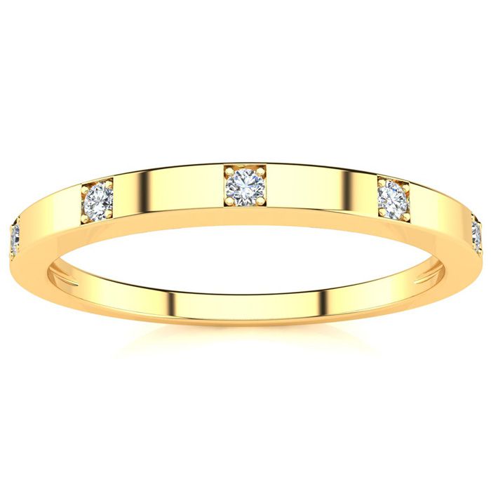 .05 Carat Five Diamond Wedding Band in Yellow Gold (1.3 g), , Size 4 by SuperJeweler