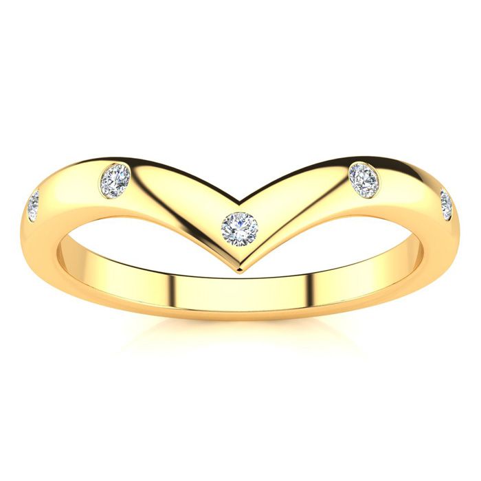 .05 Carat Five Diamond Bezel Set Wedding Band in Yellow Gold (1.6 g), , Size 4 by SuperJeweler