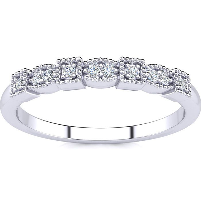 .05 Carat Ten Diamond Wedding Band in White Gold (1.3 g), , Size 4 by SuperJeweler