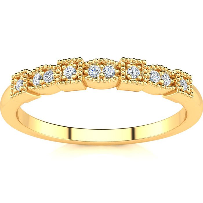 .05 Carat Ten Diamond Wedding Band in Yellow Gold (1.3 g), , Size 4 by SuperJeweler