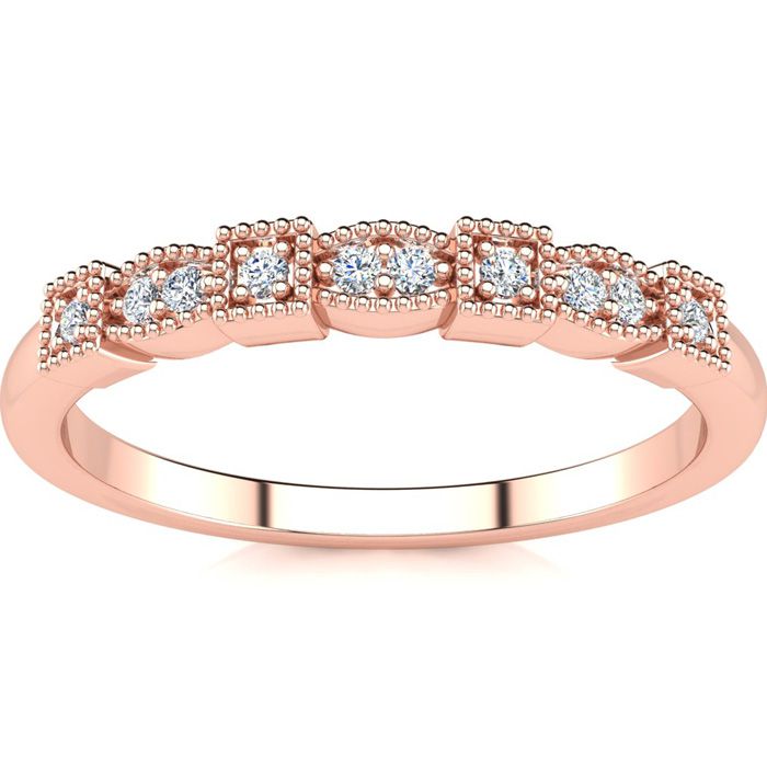 .05 Carat Ten Diamond Wedding Band in Rose Gold (1.3 g), , Size 4 by SuperJeweler