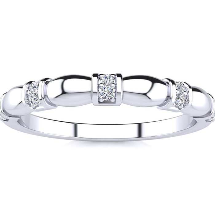 .05 Carat Ten Diamond Wedding Band in White Gold (1.8 g), , Size 4 by SuperJeweler