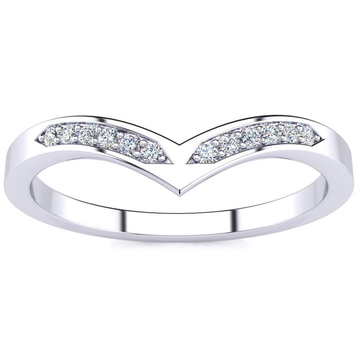 .06 Carat Diamond Wedding Band in White Gold (1.5 g), , Size 4 by SuperJeweler