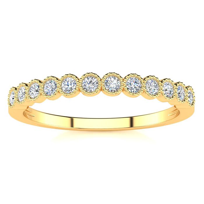 1/8 Carat Diamond Wedding Band in Yellow Gold (1.3 g), , Size 4 by SuperJeweler