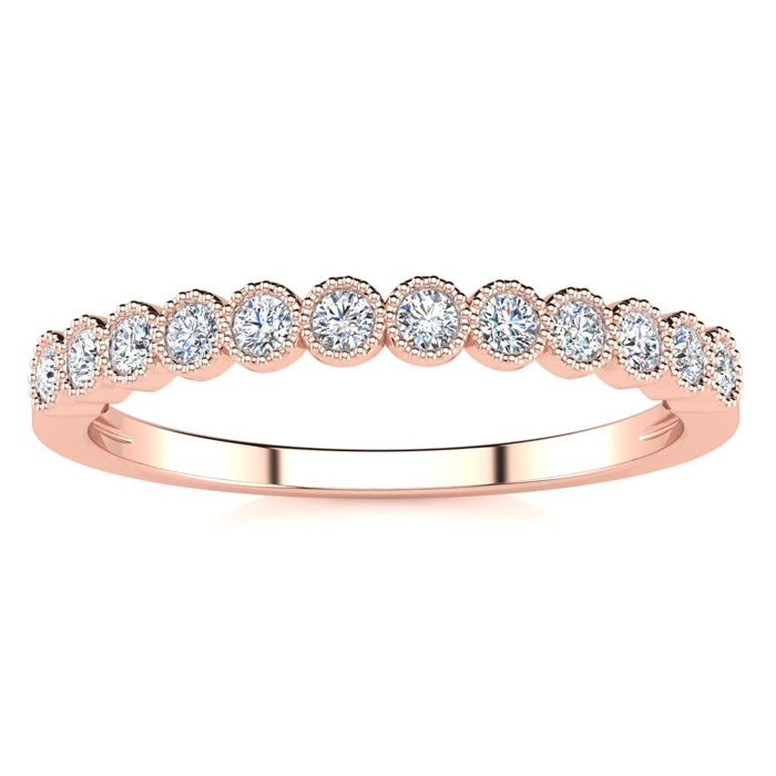 1/8 Carat Diamond Wedding Band in Rose Gold (1.3 g), , Size 4 by SuperJeweler