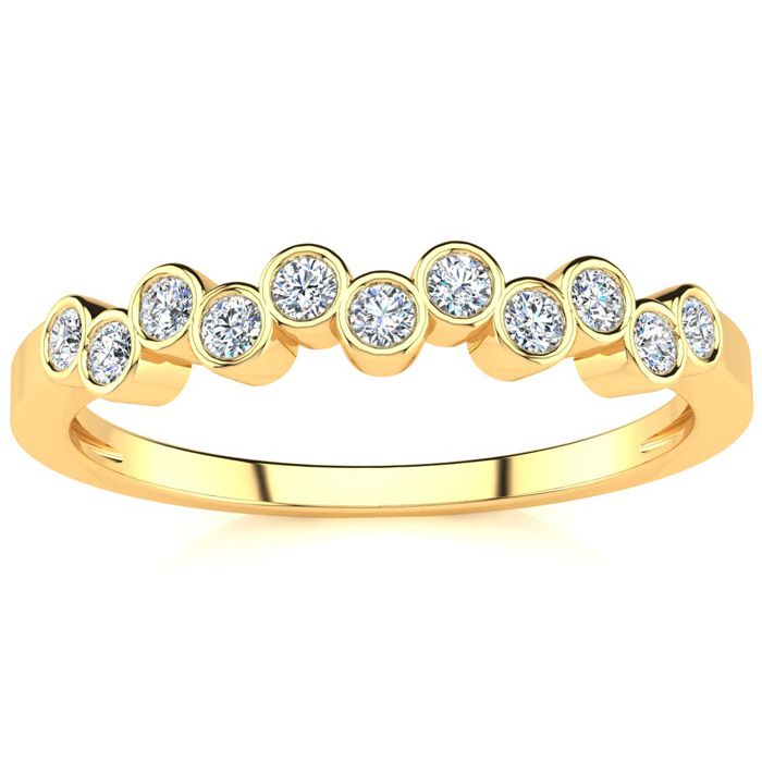 1/5 Carat Diamond Bezel Set Wedding Band in Yellow Gold (1.8 g), , Size 4 by SuperJeweler