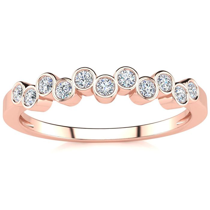 1/5 Carat Diamond Bezel Set Wedding Band in Rose Gold (1.8 g), , Size 4 by SuperJeweler