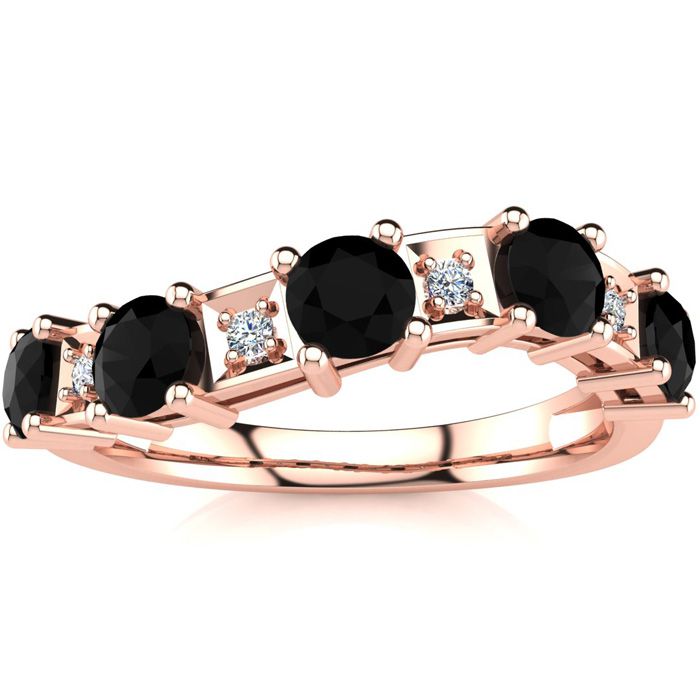 1 Carat Black & White Diamond Journey Band Ring in Rose Gold (3.5 g), Size 4 by SuperJeweler