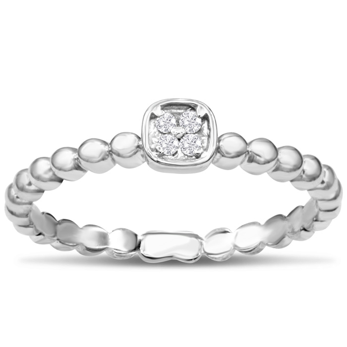 Modern Diamond Promise Ring in White Gold (1.20 g), , Size 4 by SuperJeweler