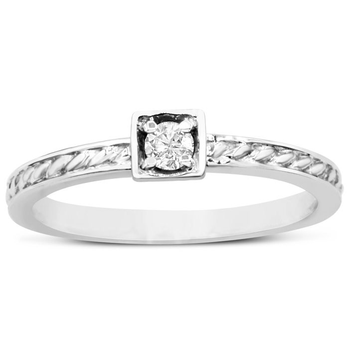 Diamond Solitaire Promise Ring in White Gold (1.90 g), , Size 4 by SuperJeweler