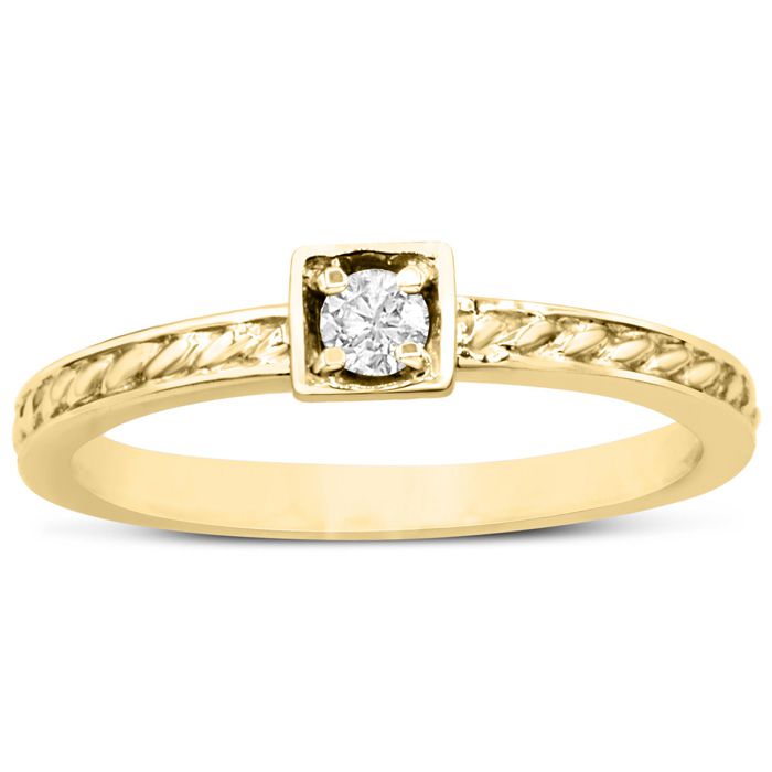 Diamond Solitaire Promise Ring in Yellow Gold (1.90 g), , Size 4 by SuperJeweler