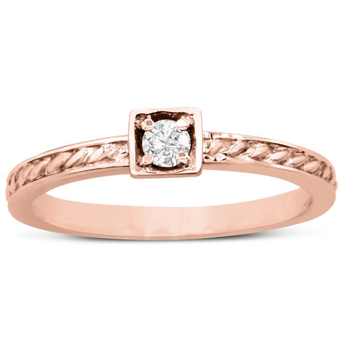 Diamond Solitaire Promise Ring in Rose Gold (1.90 g), , Size 4 by SuperJeweler