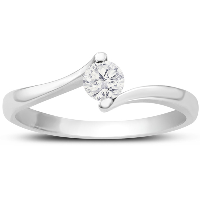 Diamond Solitaire Promise Ring in White Gold (1.70 g), , Size 4 by SuperJeweler