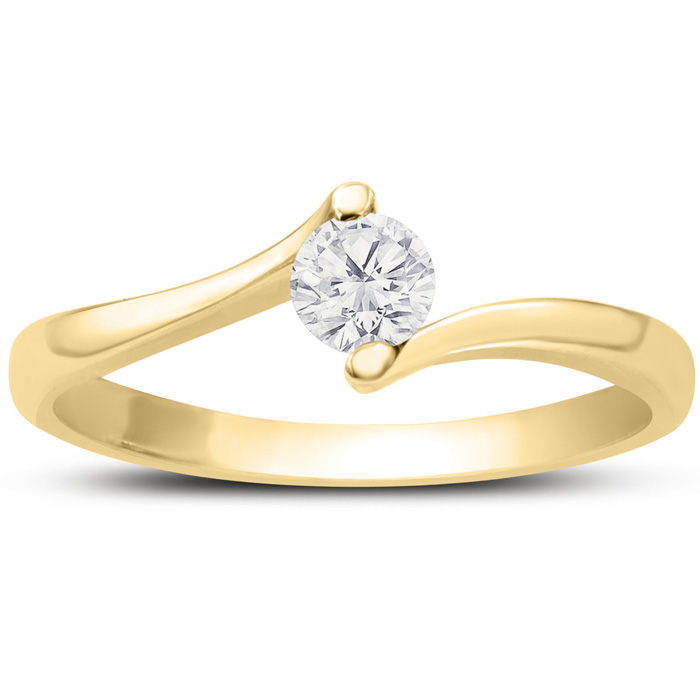 Diamond Solitaire Promise Ring in Yellow Gold (1.70 g), , Size 4 by SuperJeweler