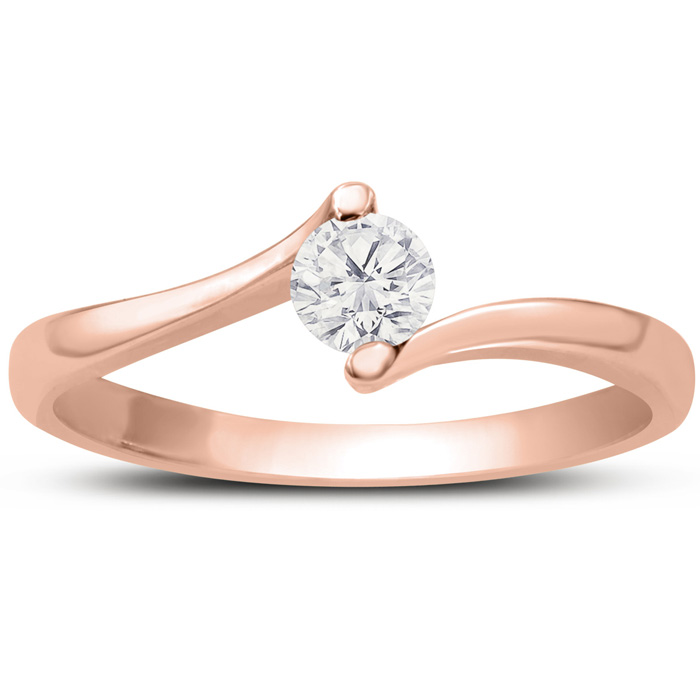 Diamond Solitaire Promise Ring in Rose Gold (1.70 g), , Size 4 by SuperJeweler