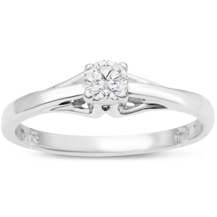 Diamond Solitaire Promise Ring in White Gold (1.80 g), , Size 4 by SuperJeweler