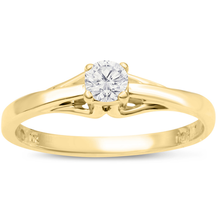 Diamond Solitaire Promise Ring in Yellow Gold (1.80 g), , Size 4 by SuperJeweler