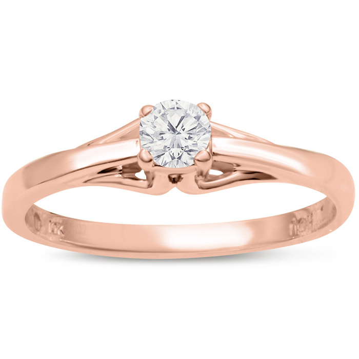 Diamond Solitaire Promise Ring in Rose Gold (1.80 g), , Size 4 by SuperJeweler