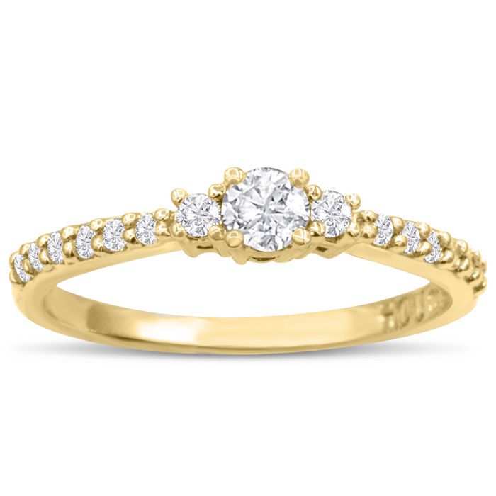 Three Diamond Plus Promise Ring In Yellow Gold (1.80 G), J-K By SuperJeweler