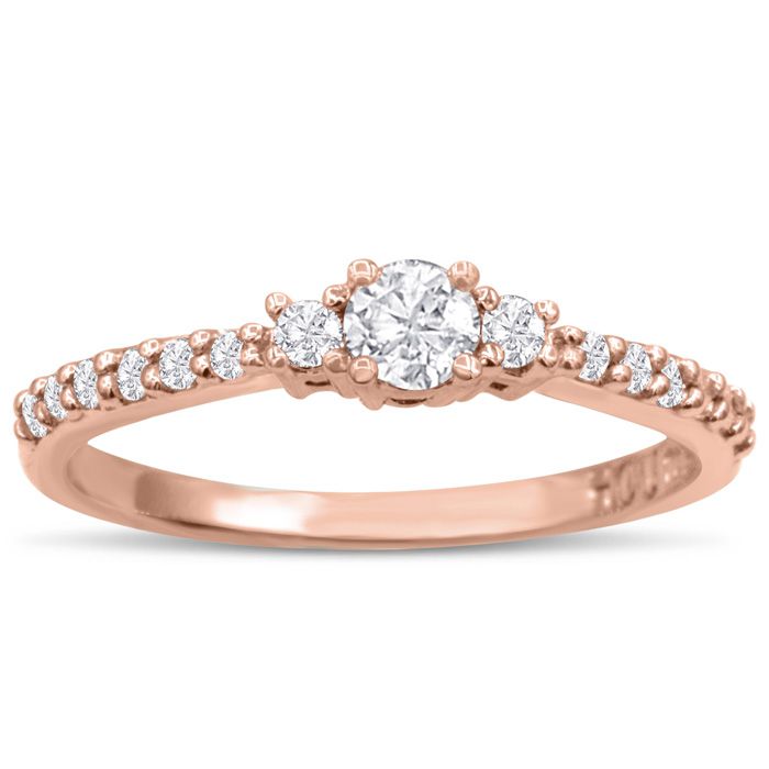 Three Diamond Plus Promise Ring in Rose Gold (1.80 g), , Size 4 by SuperJeweler